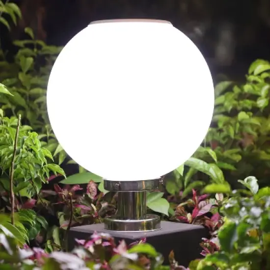 Techko Maid Solar Sphere Outdoor Pillar Light with Remote White image {2}