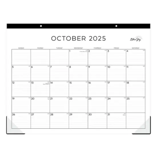 Blue Sky Monthly Desk Pad Planning Calendar 22"x17" Standard Black and White image {3}