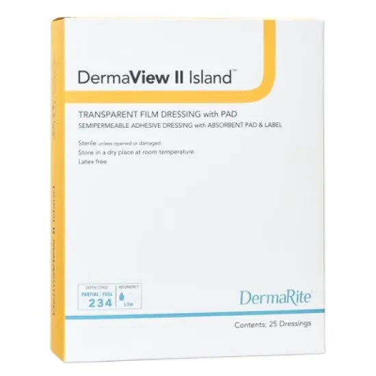 DermaView II Island Transparent Film Dressing with Pad Frame Style Delivery Rectangle 2 x 2.75" Sterile 16220, 50 Ct image {2}
