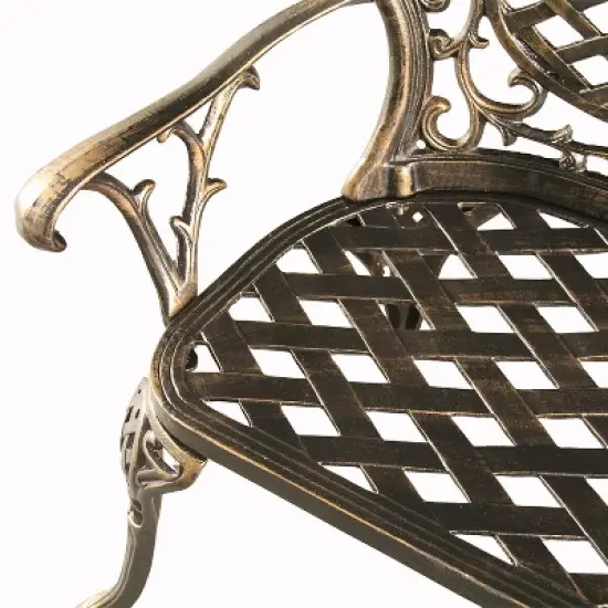 Ornate Traditional Aluminum Patio Bench - Bronze - Oakland Living image {1}