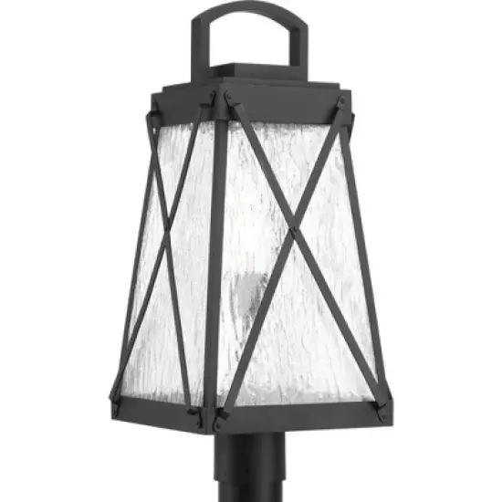 Progress Lighting, Creighton, 1-Light Outdoor Post Lantern, Black, Clear Water Glass Shade image {2}