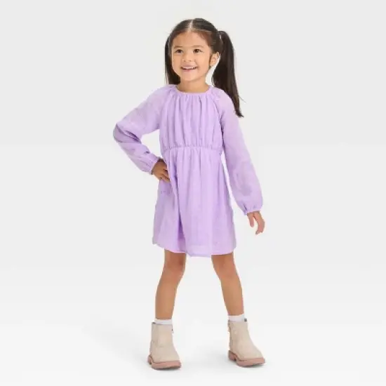 Toddler Girls' Gauze Eyelet Long Sleeve Dress - Cat & Jack&trade; image {2}