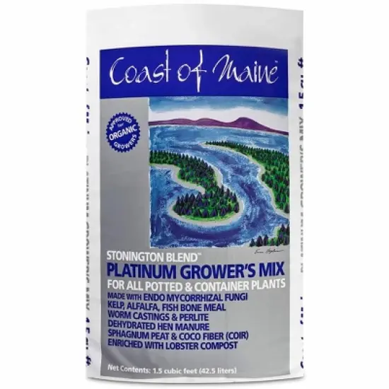 Coast of Maine CMSBO15 Stonington Blend Organic Growers Mix with All Natural Oceanic Ingredients for Planters and Pots, 1.5 Cubic Feet (2 Pack) image {1}