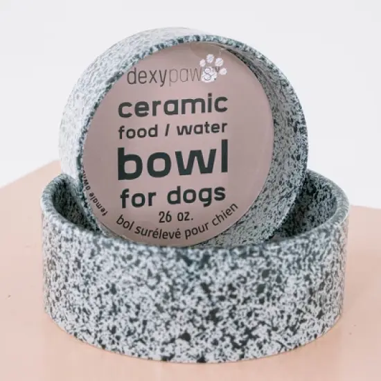 Dexypaws: Ceramic Dog Bowl: Salt & Pepper, 26oz, Pet Feeding Dish image {3}