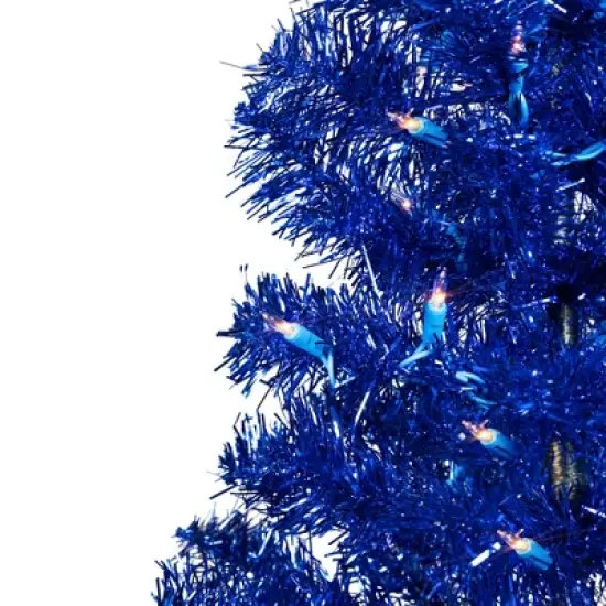 Northlight Pre-Lit Artificial Tinsel Christmas Tree - 3' - Blue - Clear Lights image {3}