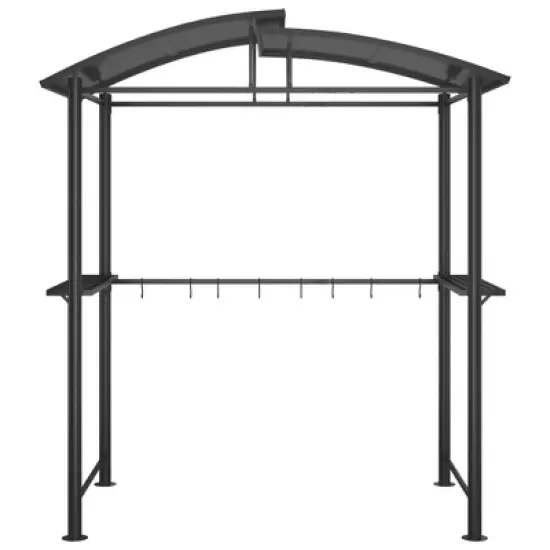vidaXL Steel BBQ Gazebo with Side Shelves - Anthracite, Ideal for Barbeque Sessions During Sunny & Rainy Days, Durable Build 82.7"x44.9"x90.6" image {2}