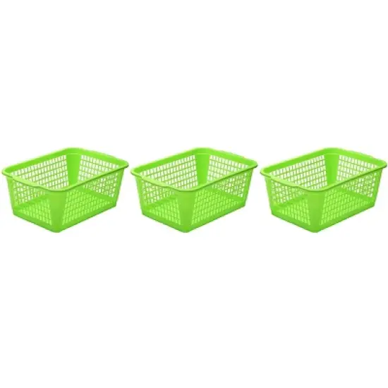 YBM HOME Plastic Perforated Storage Basket Bin Office Drawer, Shelf Desktop CountertopTray Organizer 32-1184, Pack of 3 image {11}