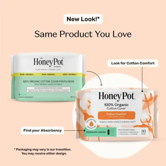 The Honey Pot Company 100% Organic Cotton Comfort Cover Regular Liners - 30ct image {2}