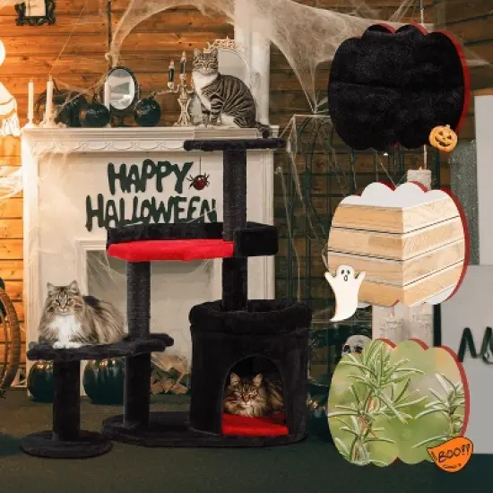 EROMMY Gothic Cat Tree, Pet Tower With Cat Scratching Post for Indoor Cats image {1}