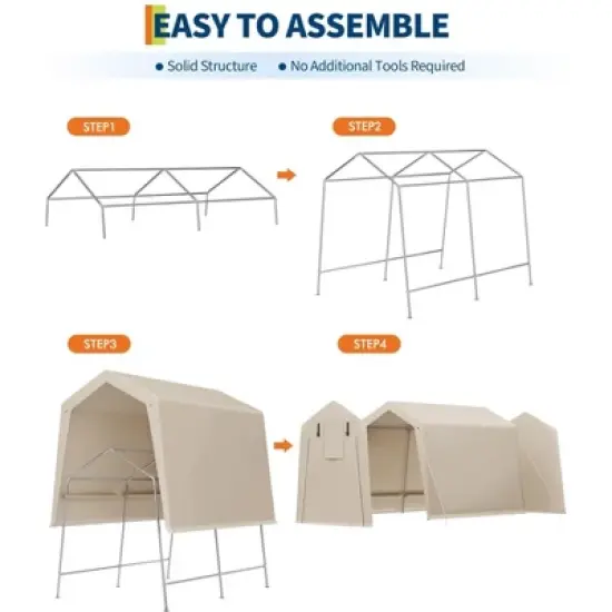 Storage Shed, Portable Garage 7'x10' Outdoor - Waterproof UV-Resistant with 2 Roll-Up Zipper Doors, Anti-Snow Shelter image {4}