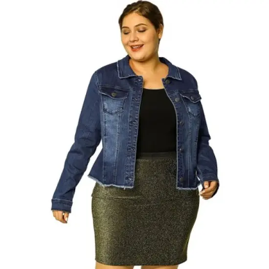 Agnes Orinda Women's Plus Size Classic Denim Casual Long Sleeve Fashion Jean Jackets image {9}