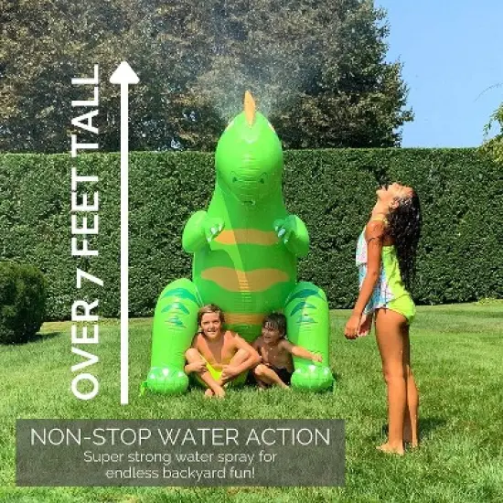 Swimline 85" Neon Green Humongous Inflatable Dinosaur Outdoor Water Sprinkler image {1}