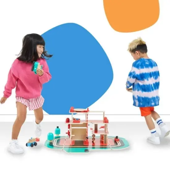 FAO Schwarz Rescue Responders Wooden Fire Station Playset - 21pcs image {6}