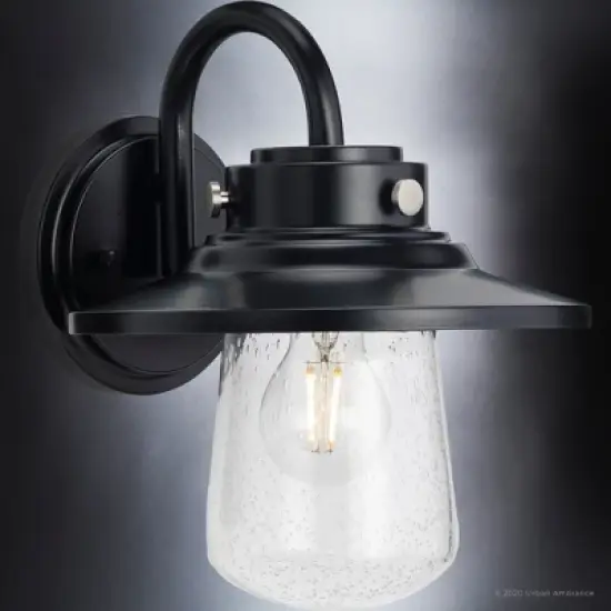 Urban Ambiance Luxury Coastal Outdoor Wall Sconce 11''H x 9''W,  Midnight Black Finish,  Santa-Ana Collection, UHP1320 image {3}