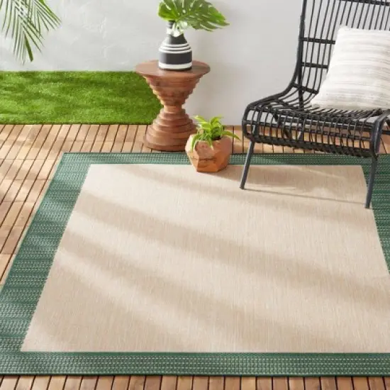 7'9" x 10'2" New York Patio Country Landry Indoor/Outdoor Rug Beige/Green - Nicole Miller image {4}