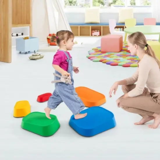 Costway 5 Pcs Balance Stepping Stones for Kids with Non-Slip Surface and Edging image {3}