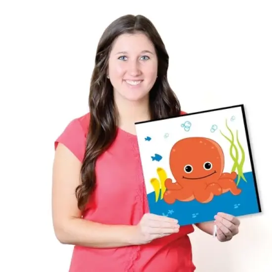 Big Dot of Happiness Under the Sea Critters - Kids Home Decor - 11 x 11 inches Nursery Wall Art - Set of 4 Prints for baby's room image {5}