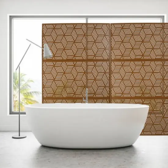 DSVIMOY Outdoor & Indoor Privacy Screen, Freestanding Decorative Privacy Screen for Deck Balcony Patio, Brown, 48"*76"*16" image {3}