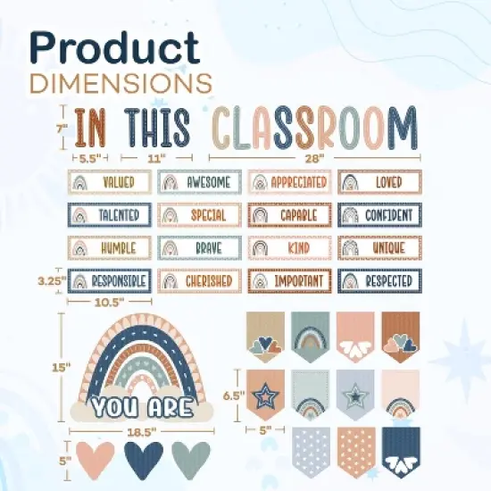 4E's Novelty 36 Pcs &ldquo;In This Classroom You Are&rdquo; Boho Motivational Bulletin Board Decorations image {3}