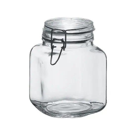 Amici Home Glass Hermetic Preserving Canning Jar Italian, Airtight Clamp Lids, Kitchen Canisters for Flour, Cereal, Coffee, Pasta, 2-Piece, 58 oz. image {1}