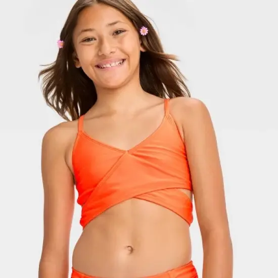 Girls' 'It&rsquo;s a Wrap' Solid Bikini Set - art class&trade; Orange image {1}