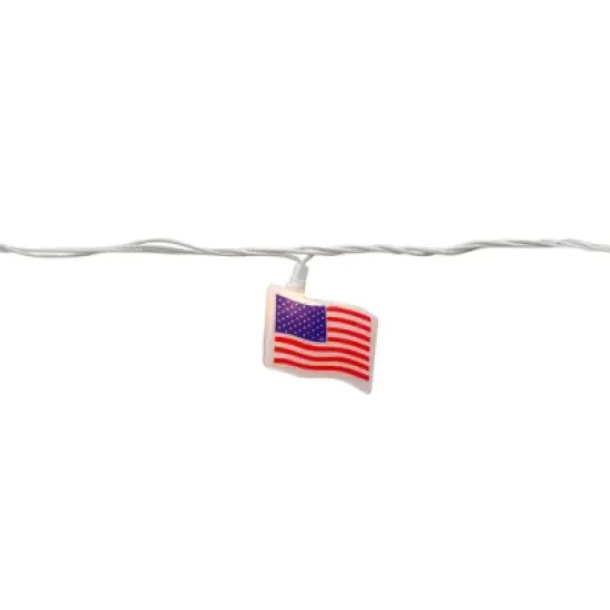 Northlight American Flag Patio Light Set - 7.5' White Wire - 10ct image {4}