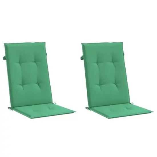 vidaXL Highback Chair Cushion Set of 2 Green 100% Polyester image {2}