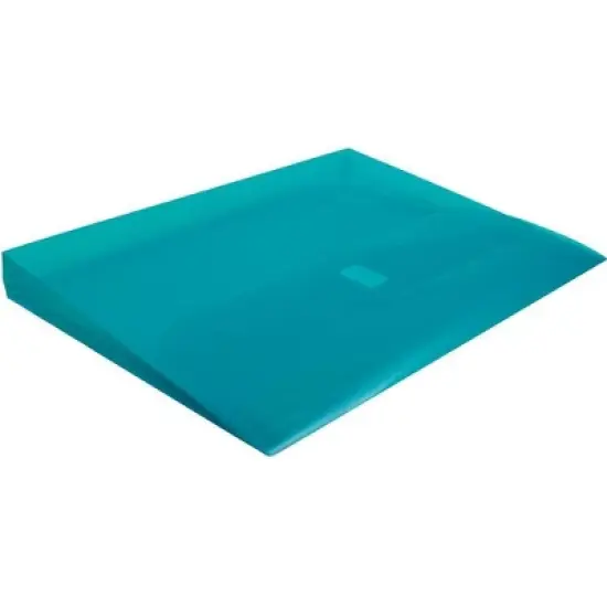 JAM Paper 8 5/8'' x 11 1/2'' 12pk Plastic 3 Hole Punch Binder Envelopes, Hook & Loop Closure, 1" Expansion - Teal Blue image {3}