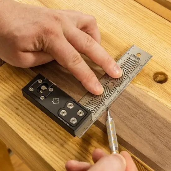 JessEm 07401 6 Inch Stainless Steel Precision Square Measuring Tool Ruler with Patented Flex Grip and Fade Resistant Markings - Imperial image {1}