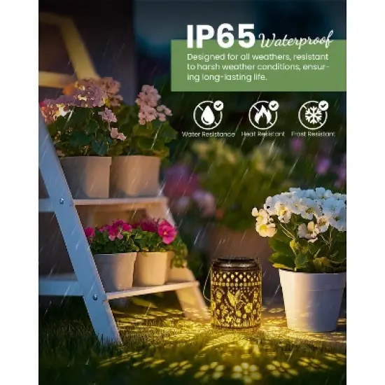 Gigalumi Solar Lanterns Outdoor Hanging Waterproof, Solar Lights Metal Decoration Outside for Yard, Patio,Garden,Backyard,Porch image {4}