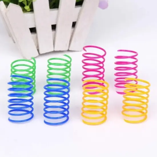 Cat Spiral Spring, 12 Pc Cat Creative Toy Plastic Spring Colorful Springs Cat Toy for Swatting, Biting, Hunting Kitten Toys image {5}