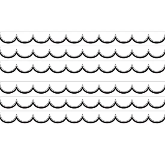 Teacher Created Resources&reg; White with Black Scalloped Die-Cut Border Trim, 35 Feet Per Pack, 6 Packs image {4}