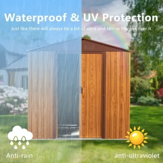 6ft x 6ft Metal Storage Shed for Backyard Lawn, Large Garden Shed with Metal Floor Base, Pad-Lockable Sliding Doors Punched Vents, Without Window image {4}