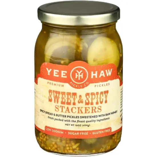 Yee Haw Pickles Sweet & Spicy Stackers - Case 6 - 16 oz image {1}