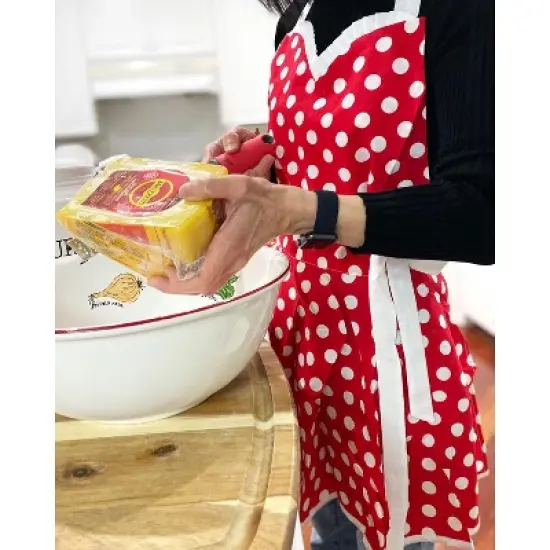 Wrapables Adjustable Flirty Hostess Apron, Red Polka Dots image {4}