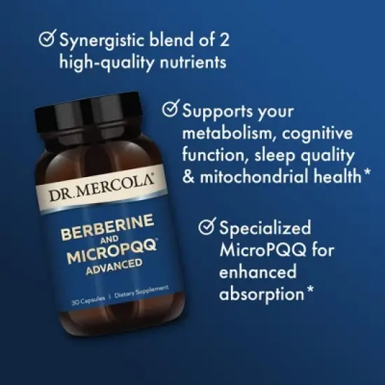 Dr. Mercola Berberine and MicroPQQ Advanced, 30 Servings (30 Capsules), Dietary Supplement, Supports Immune and Organ Health, Non GMO image {4}
