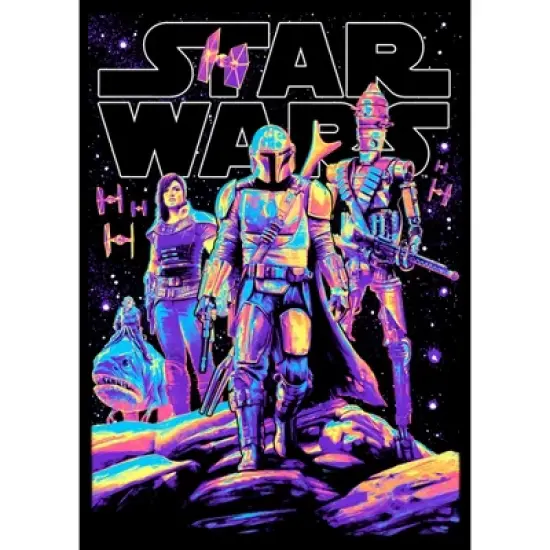 Men's Star Wars: The Mandalorian The Mandalorian Paint Swirl Character Pose T-Shirt image {1}