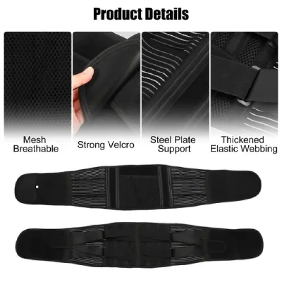Unique Bargains Back Brace for Lower Back Pain Women Men Breathable Lumbar Support Belt for Ease Herniated Disc Scoliosis image {2}