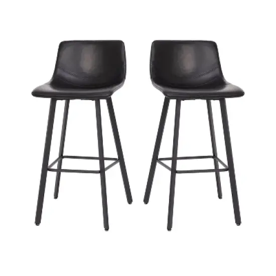 Flash Furniture Caleb Modern Armless 30 Inch Bar Height Commercial Grade Barstools with Footrests and Matte Iron Frames, Set of 2 image {11}