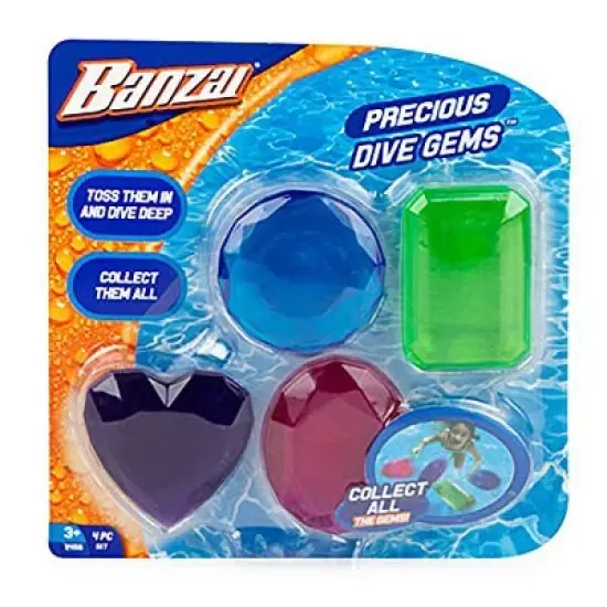 Banzai Precious Dive Gems &ndash; 4-Piece Underwater Pool Treasure Set for Kids, Diving Game Toys image {1}