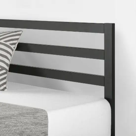 14" Modernista Classic Metal Platform Bed with Headboard Black - Mellow image {1}