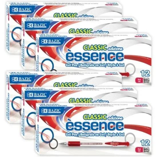 BAZIC Products&reg; Essence Gel Pen with Cushion Grip, Red, 12 Per Box, 6 Boxes image {8}