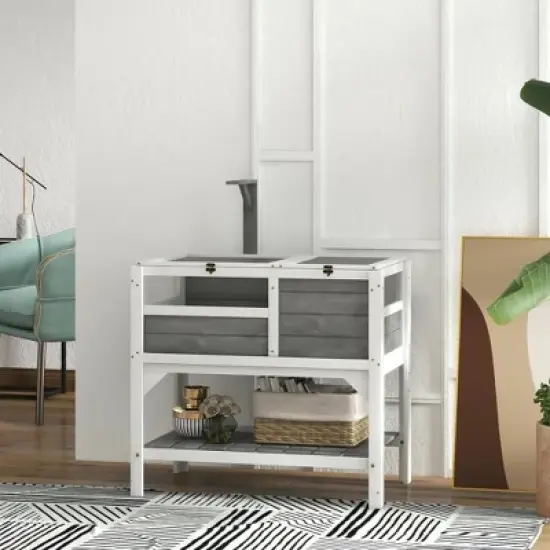 Resenkos Tortoise House, Tortoise Habitat Enclosure, Tortoise Habitat with Shelf Storage Tortoise Gift Accessory with Weather Protection, Light Gray image {11}