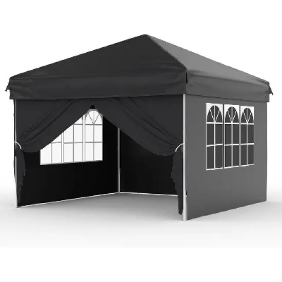 10x10 FT Portable Pop Up Canopy Tent with 4 Removable Waterproof Sidewalls, Easy Setup Outdoor Shelter for Beach, Camping, Backyard image {7}