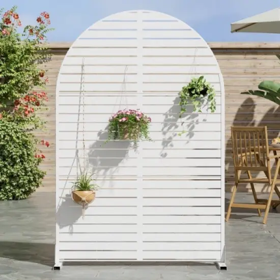 Lirago 72 in. Galvanized Metal Outdoor Privacy Screens Garden Outdoor Fence White image {7}