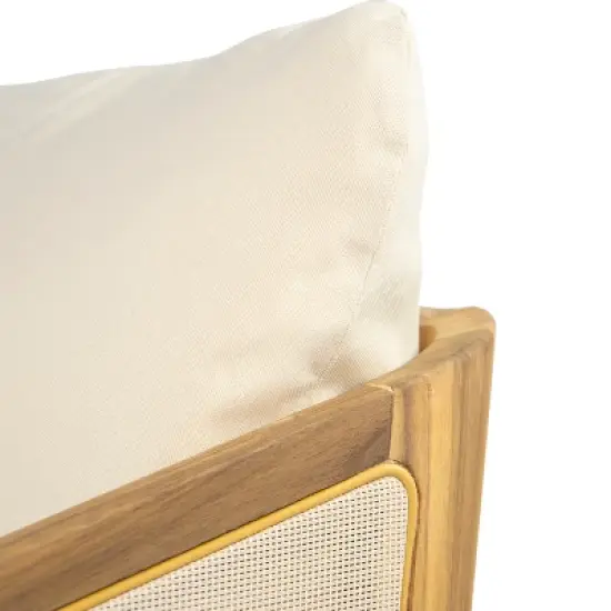 Christopher Knight Home Bendgn Patio Acacia Wood and Textilene Club Chair with Cushion, Teak/Beige image {6}