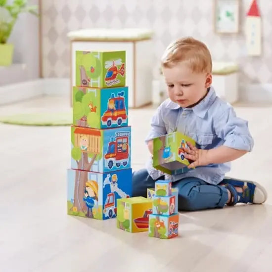 HABA Fire Brigade Sturdy Cardboard Nesting & Stacking Cubes image {5}