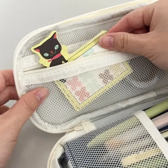 Wrapables Large Capacity Pencil Case, Expandable Pencil Pouch for Stationery Tools, Navy image {2}