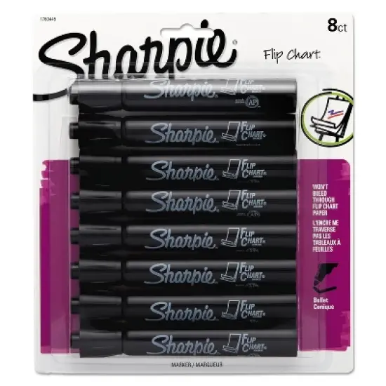 Sharpie Flip Chart Marker Bullet Tip Black 8/Card 1760445 image {4}
