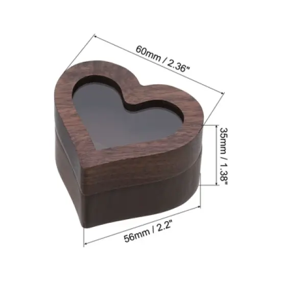 Unique Bargains Heart Shaped Wooden Engagement Ring Box image {1}